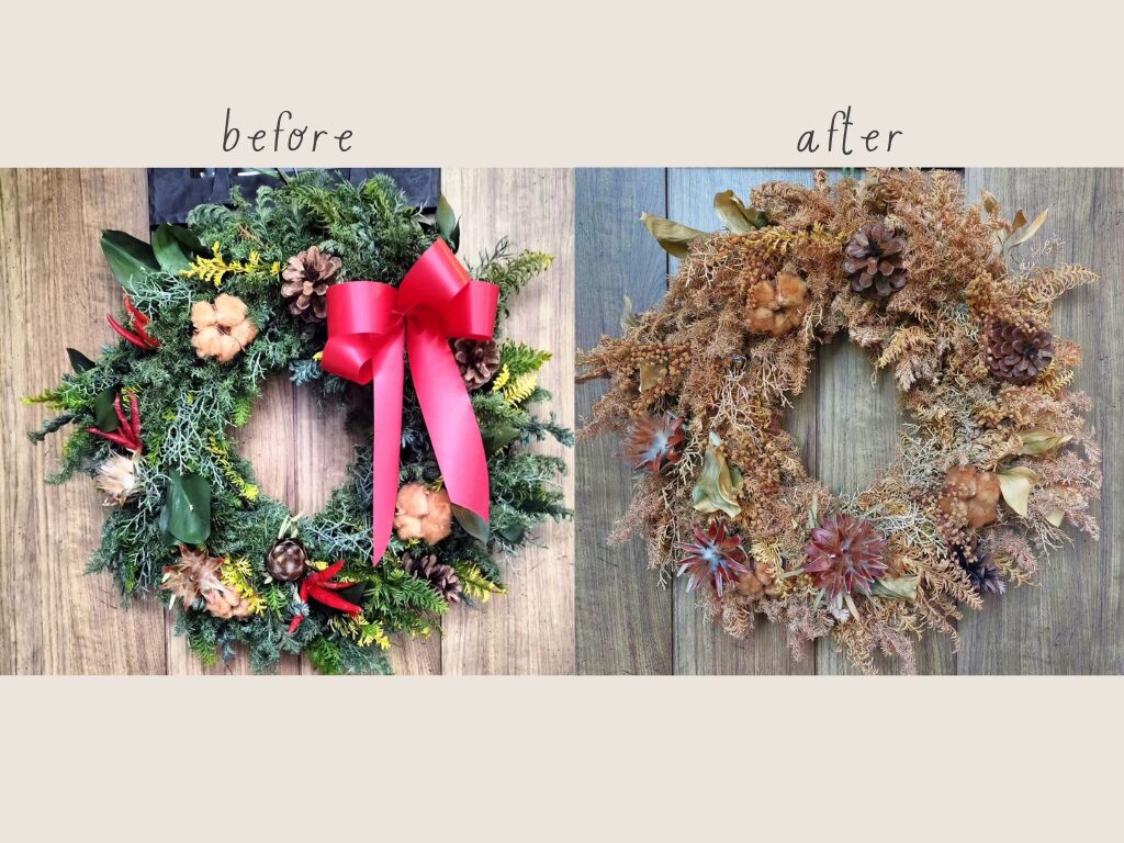 本物の植物でつくるクリスマスリースワークショップ